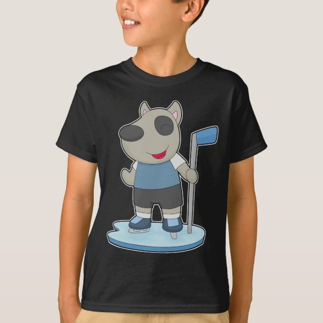 Hunde Eishockey Eishockeystick T-Shirt (Vorderseite)