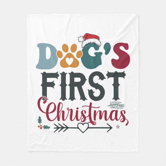 Hunde - Erste Weihnachten Fleecedecke (Vorderseite)