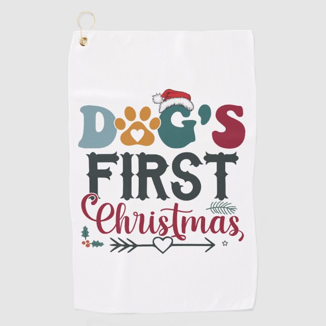 Hunde - Erste Weihnachten Golfhandtuch (Vorderseite)