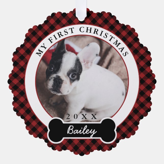 Hunde - Erste Weihnachten Ornament Karte (Vorderseite)