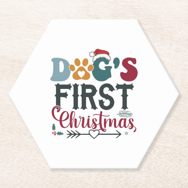 Hunde - Erste Weihnachten Untersetzer (Vorderseite)