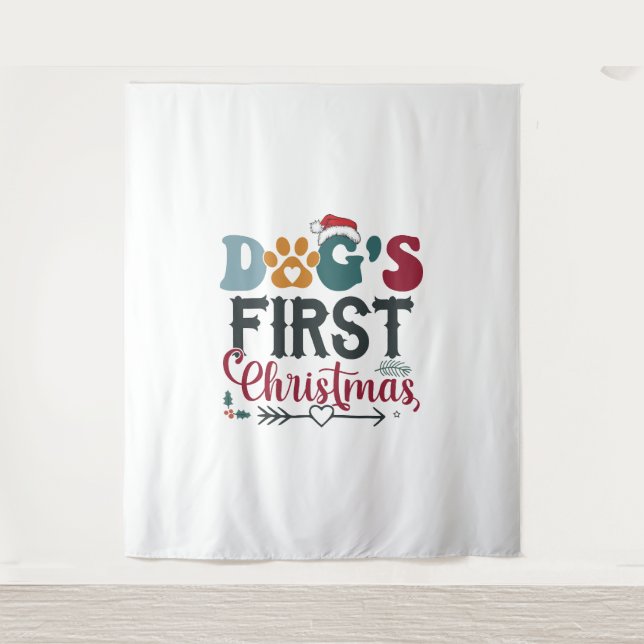 Hunde - Erste Weihnachten Wandteppich (Vorderseite)