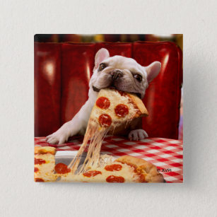 Hunde essen Pizza Slice Button