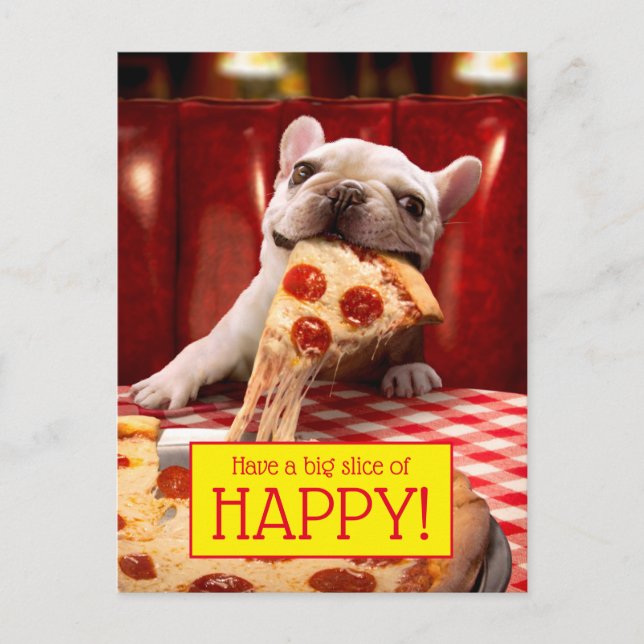 Hunde essen Pizza Slice Einladungspostkarte (Vorderseite)