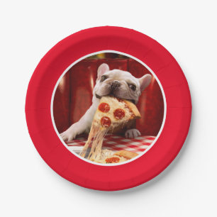 Hunde essen Pizza Slice Pappteller