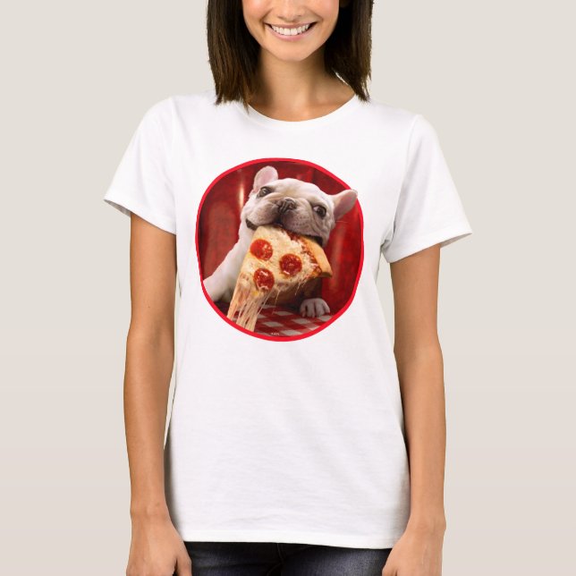 Hunde essen Pizza Slice T-Shirt (Vorderseite)