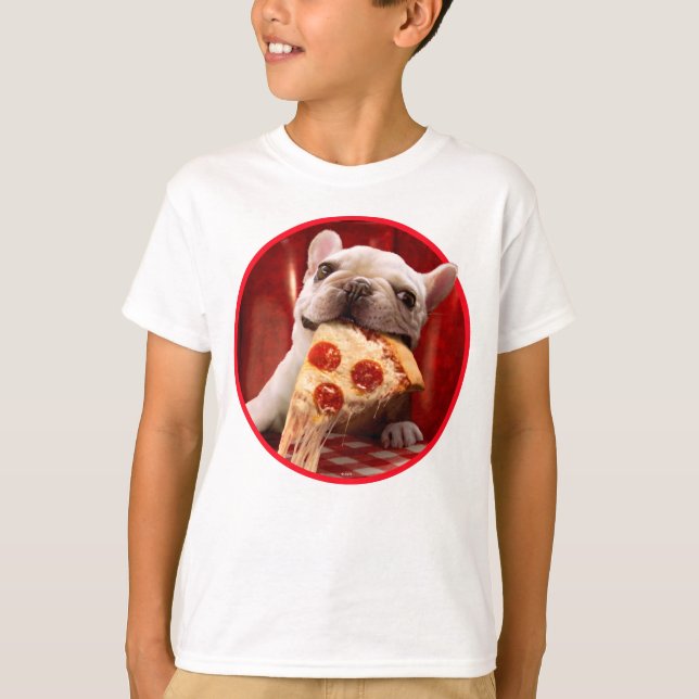 Hunde essen Pizza Slice T-Shirt (Vorderseite)