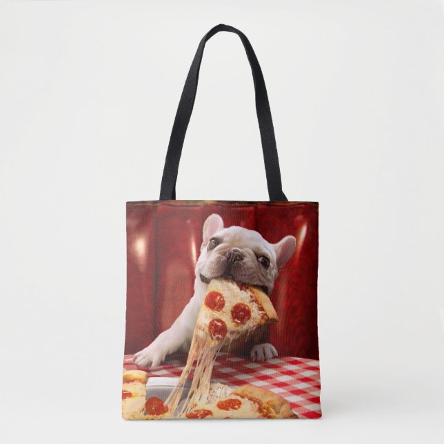 Hunde essen Pizza Slice Tasche (Vorderseite)