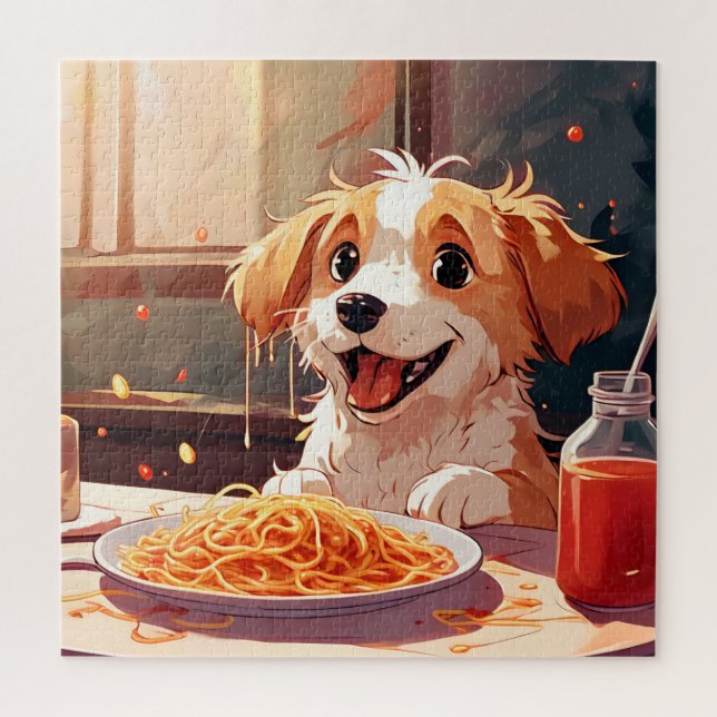 Hunde essen Spaghetti (Vertikal)