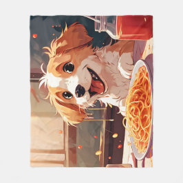 Hunde essen Spaghetti Fleecedecke