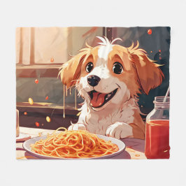 Hunde essen Spaghetti Fleecedecke