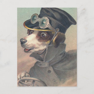 Hunde-Fahrer Vintage-Illustration Postkarte