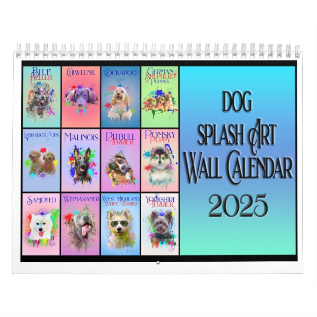 Hunde farbenfrohe Splash Kunstmauer Kalender 2025 (Titelbild)