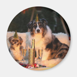Hunde feiern neues Jahr Magnet