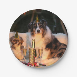 Hunde feiern neues Jahr Pappteller