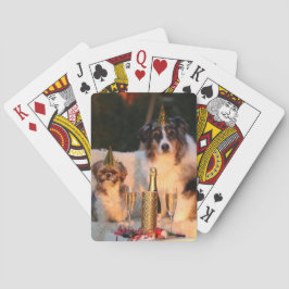 Hunde feiern neues Jahr Spielkarten