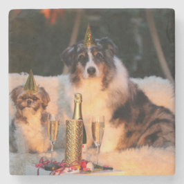 Hunde feiern neues Jahr Steinuntersetzer