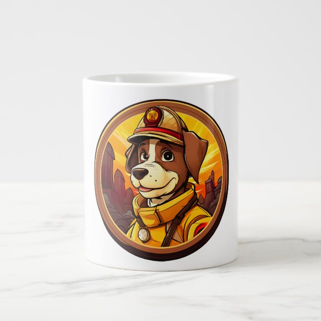 Hunde Feuerwehrmann Jumbo-Tasse (Vorderseite)