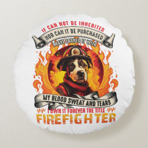 Hunde-Feuerwehrmann Rundes Kissen
