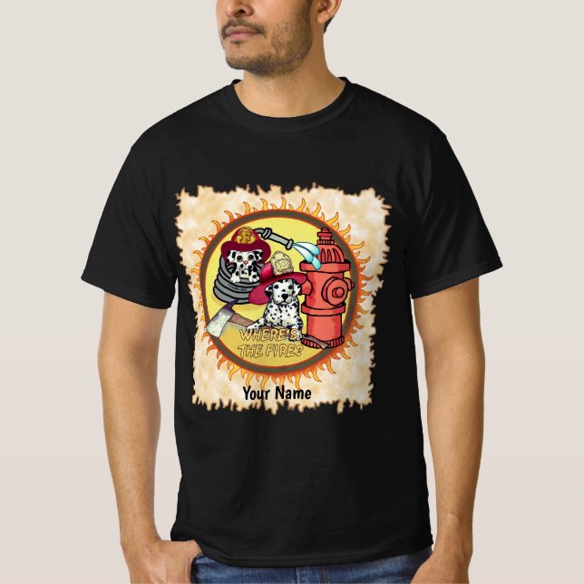 Hunde Feuerwehrmänner T-Shirt (Vorderseite)