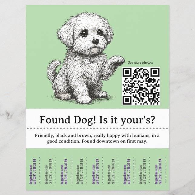 Hunde Flyer Vorlage Abreißbar  (Vorne)