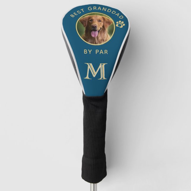 Hunde Foto Bester Großdad per Par Custom Monogram Golf Headcover (Vorderseite)