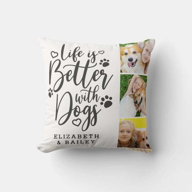 Hunde Foto Collage Life is Better with Hogs Kissen (Vorderseite)