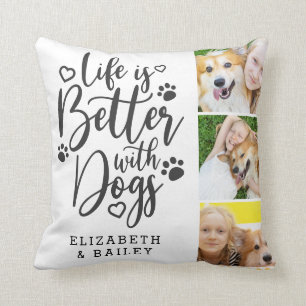 Hunde Foto Collage Life is Better with Hogs Kissen