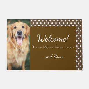 Hunde Foto Familienname Polka Dot Willkommen Türm Fußmatte