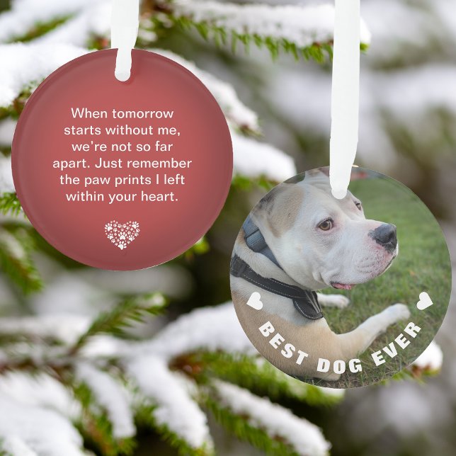 Hunde Foto Gedicht Rotes Gedächtnis Keepake Ornament (Dog Pet Poem Photo Red Memorial Keepsake Ornament)