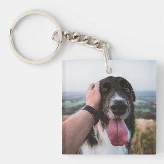 Hunde-Foto-Geschenk für Vater Schlüsselanhänger (Vorderseite)