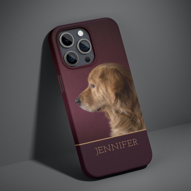 Hunde Foto Golden Retriever Personalisierter Name Case-Mate iPhone 14 Pro Hülle (Von Creator hochgeladen)
