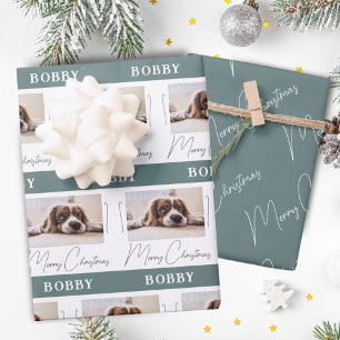 Hunde-Foto-Haustier-Familie-Minimalist-Weihnachten Geschenkpapier Set