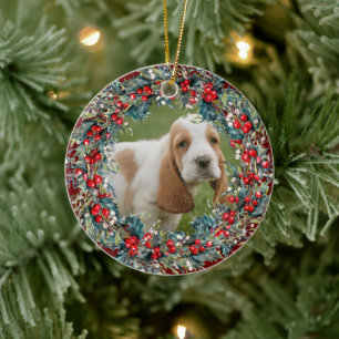 Hunde-Foto Haustier-Weihnachten süßer Weihnachtsst Keramik Ornament