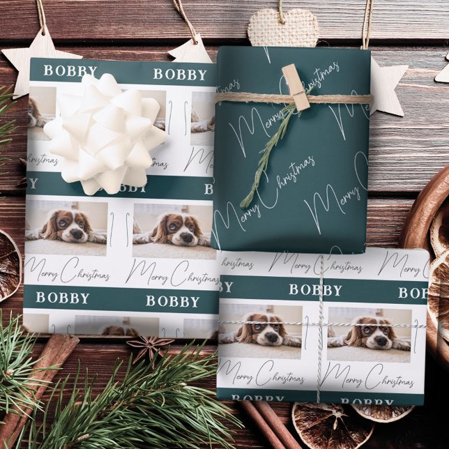 Hunde Foto Haustiere Familie Minimalistisch Frohe  Geschenkpapier Set (Von Creator hochgeladen)