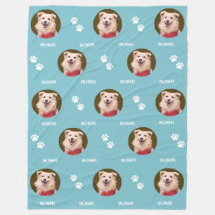 Hunde Foto Haustiername Paws Aquamarin Blue Fleece