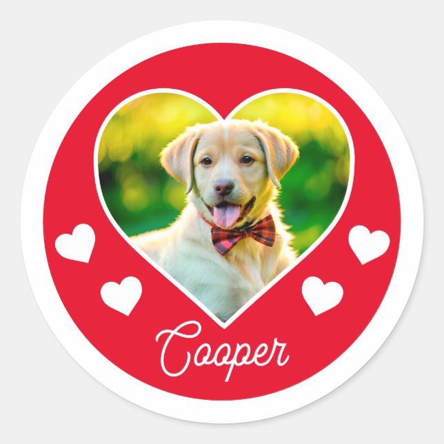 Hunde Foto Herz Personalisiert Weihnachten Runder Aufkleber (Vorderseite)