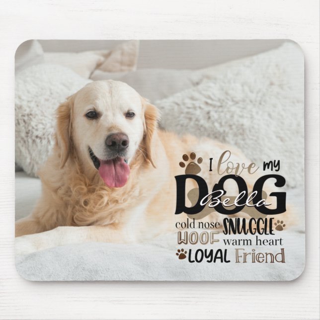 Hunde Foto LIEBE MEIN HUND Personalisierte Word Ku Mousepad (Vorne)