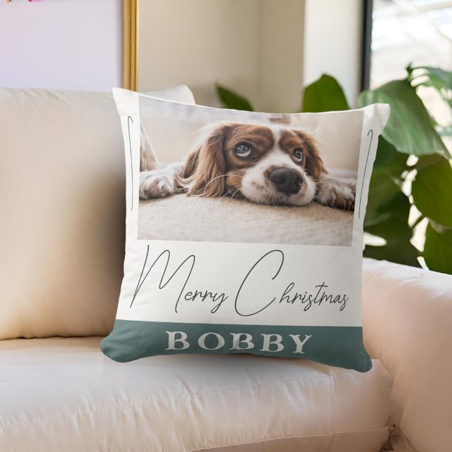 Hunde Foto Minimalistisch Frohe Weihnachten Kissen (Von Creator hochgeladen)