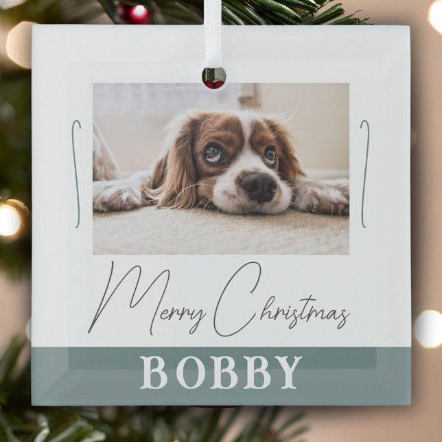 Hunde Foto Minimalistisch Frohe Weihnachten Ornament Aus Glas (Von Creator hochgeladen)