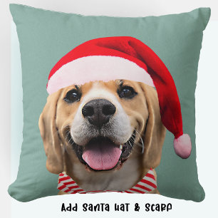 Hunde-Foto mit digitalem Weihnachtsmann-Hut, Schal Kissen