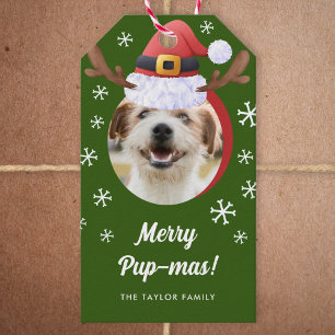 Hunde Foto mit Weihnachtsmann Antler Hat Weihnacht Geschenkanhänger