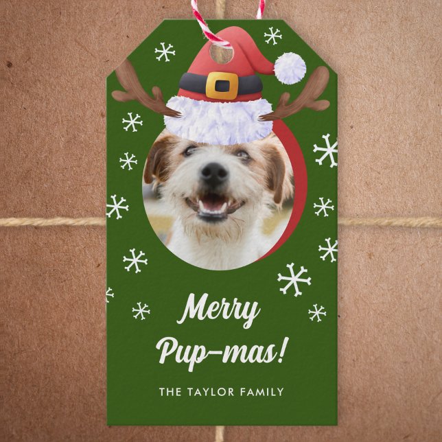 Hunde Foto mit Weihnachtsmann Antler Hat Weihnacht Geschenkanhänger (Von Creator hochgeladen)