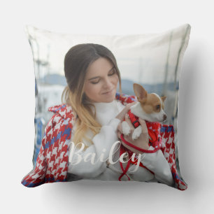 Hunde-Foto mit weißer Text-Schrift Akzent-Wurfkiss Kissen