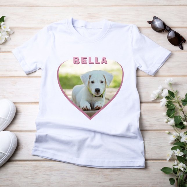 Hunde Foto Name Heart Dog Eigentümer T - Shirt (Von Creator hochgeladen)