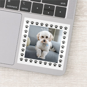 Hunde Foto, Name, Mein bester Freund, Paw Prints Aufkleber