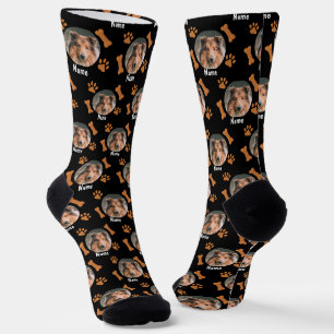 Hunde-Foto & Name mit Knochen & Pfotenabdrücken au Socken