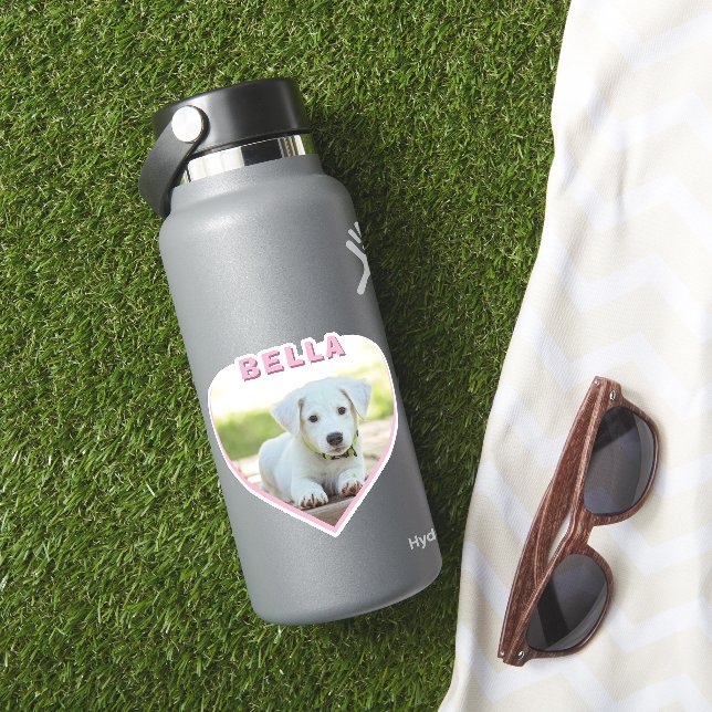Hunde Foto Name Rosa Herz Hund Besitzer Herz Aufkleber (HydroFlask Insitu)