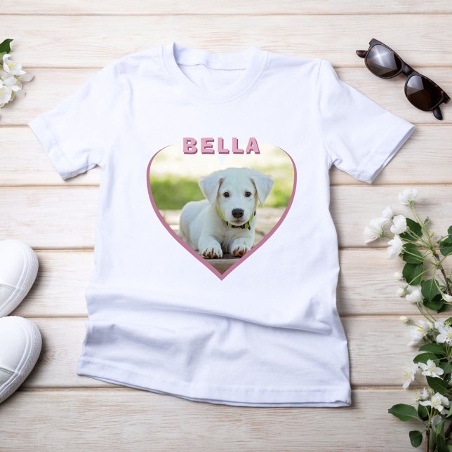 Hunde Foto Name Rosa Herz T - Shirt (Von Creator hochgeladen)