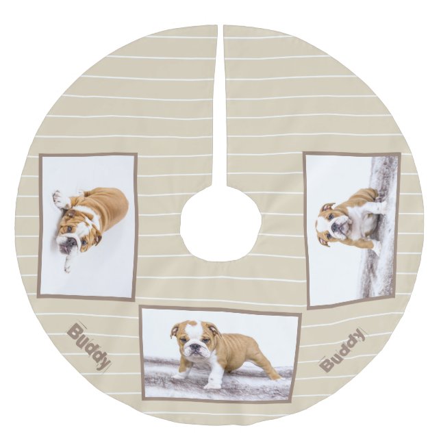 Hunde Foto Personalizable Stilvolle Weihnachtsfeie Polyester Weihnachtsbaumdecke (Vorderseite)